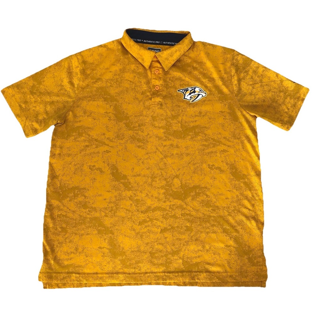 Nashville Predators NHL Authentic Pro Fanatics Polo Shirt Mens XL Gold Hockey